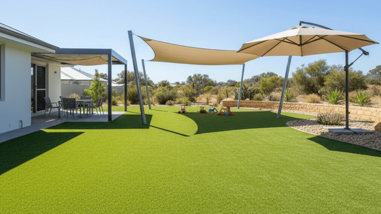 Learn how to protect your synthetic lawn with canopies, shade sails, or umbrellas. Expert tips from Artificial Grass Perth. Read the blog!